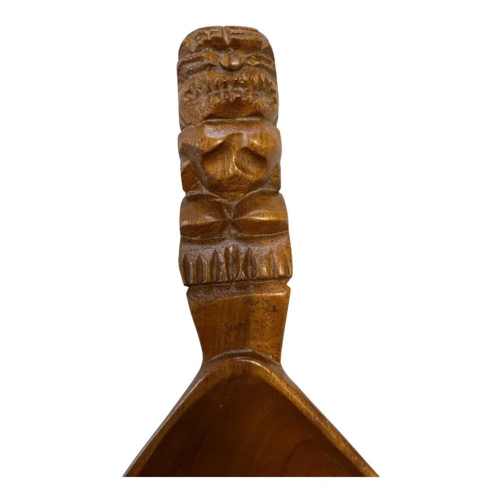 Vintage Emesco Hand Carved Wooden Tiki Double Bowl Hawaii 22 Inch